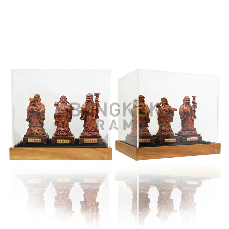 กรอบกล่องใสโชว์สินค้าฐานไม้